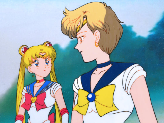 Sailor Moon - Sailor Moon and Sailor Uranus - 2-layer Production Cel w/ Copy Background