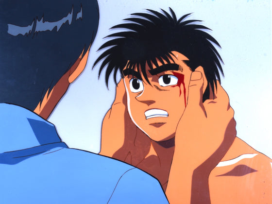Hajime no Ippo - Ippo being treated by a cutman - 2-layer Production Cel