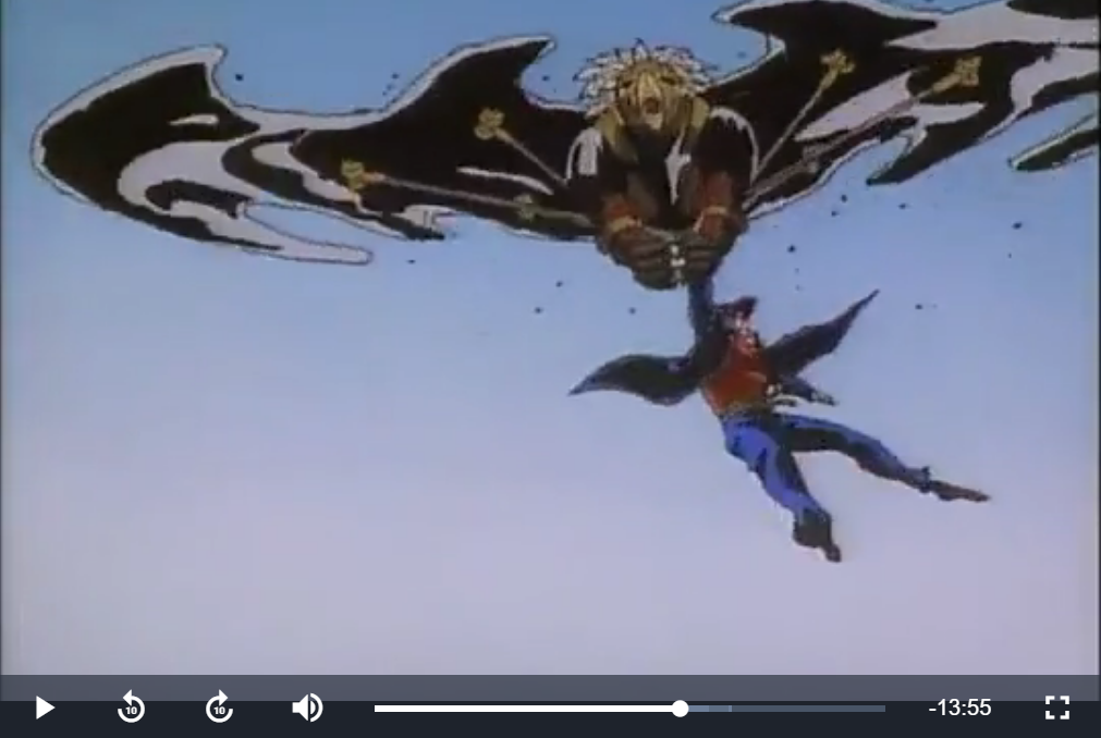 JOJO's Bizarre Adventure - Jotaro hanging on to flying Iggy - 1-layer Production Cel w/ Douga and Printed Background