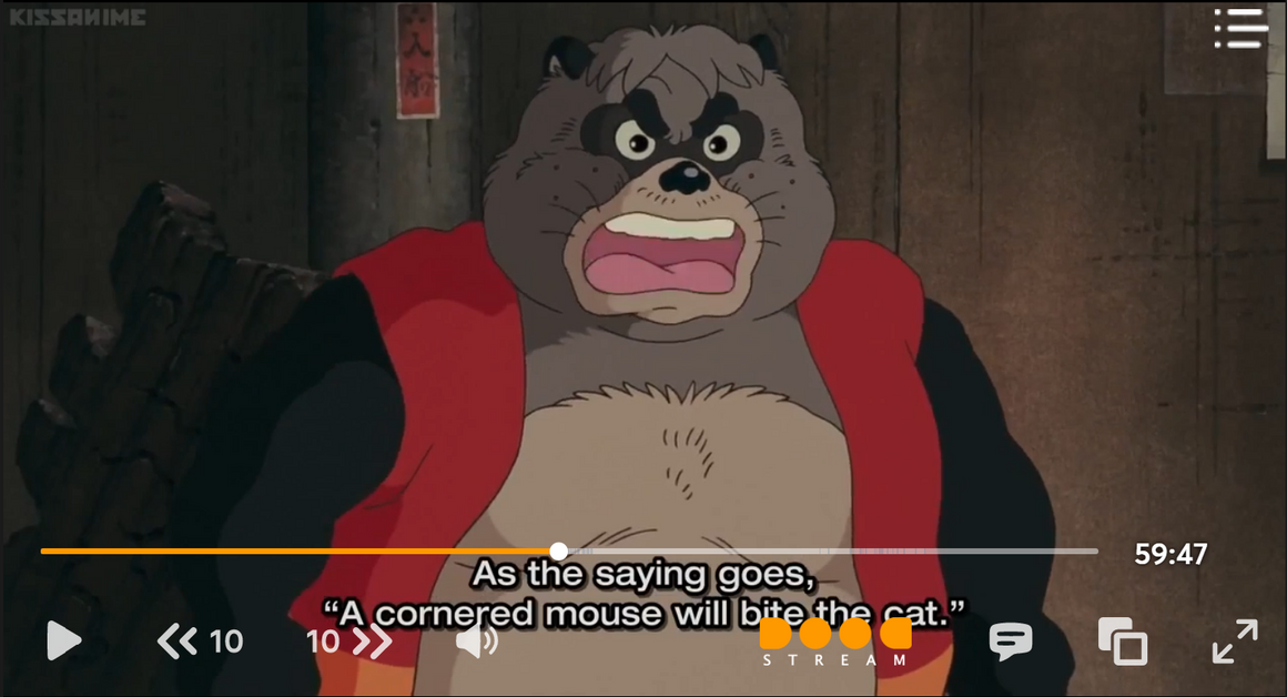 Pom Poko - Gonta - "A cornered mouse will bite the cat!" - 1-layer Production Cel