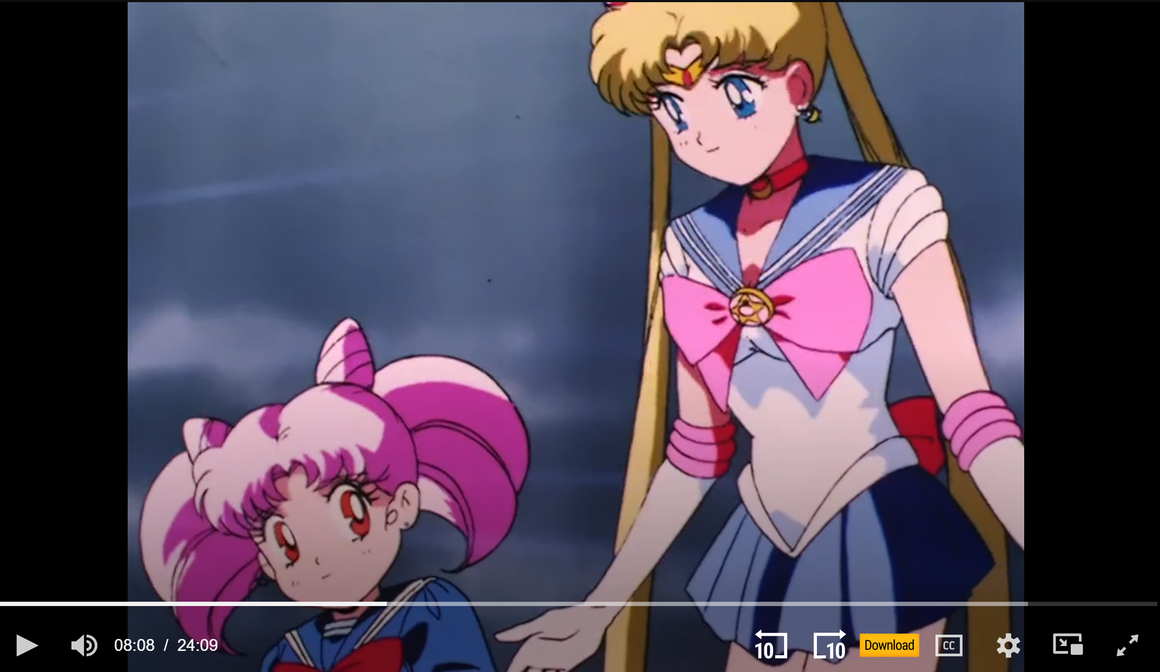 Sailor Moon - Sailor Moon and Chibi-Usa  - 1-layer Production Cel w/ Douga & Copy Background