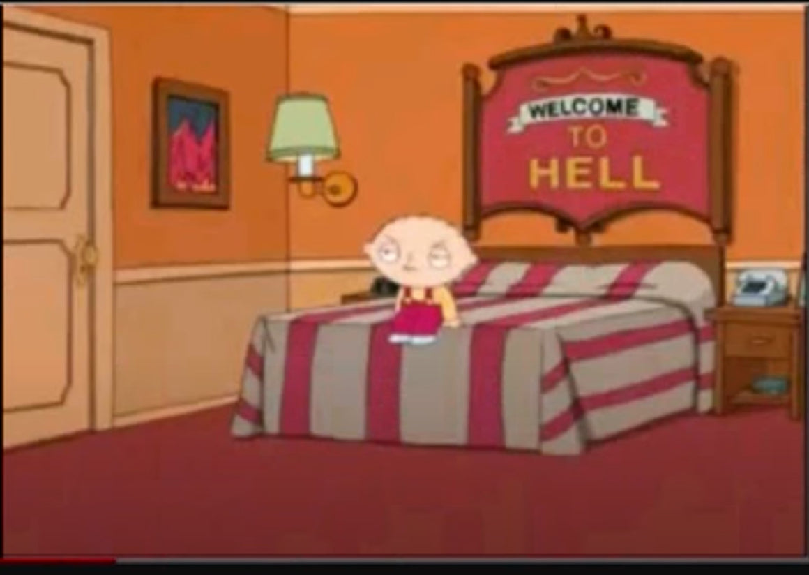 Family Guy - "Stewie in Hell" - Limited Edition Crew Gift Hand-painted Cel w/ Printed Giclee Background