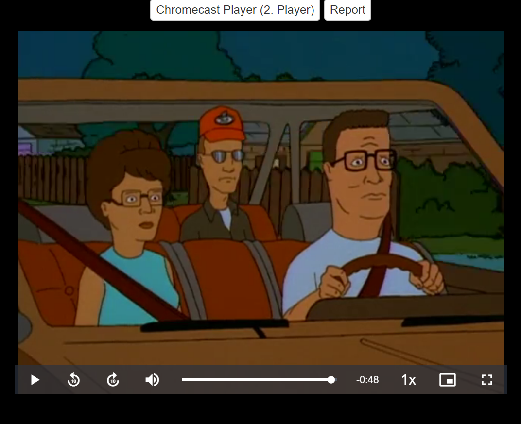 King of the Hill - Hank, Peggy, and Dale in a car - 4-layer Production Cel w/ matching printed background