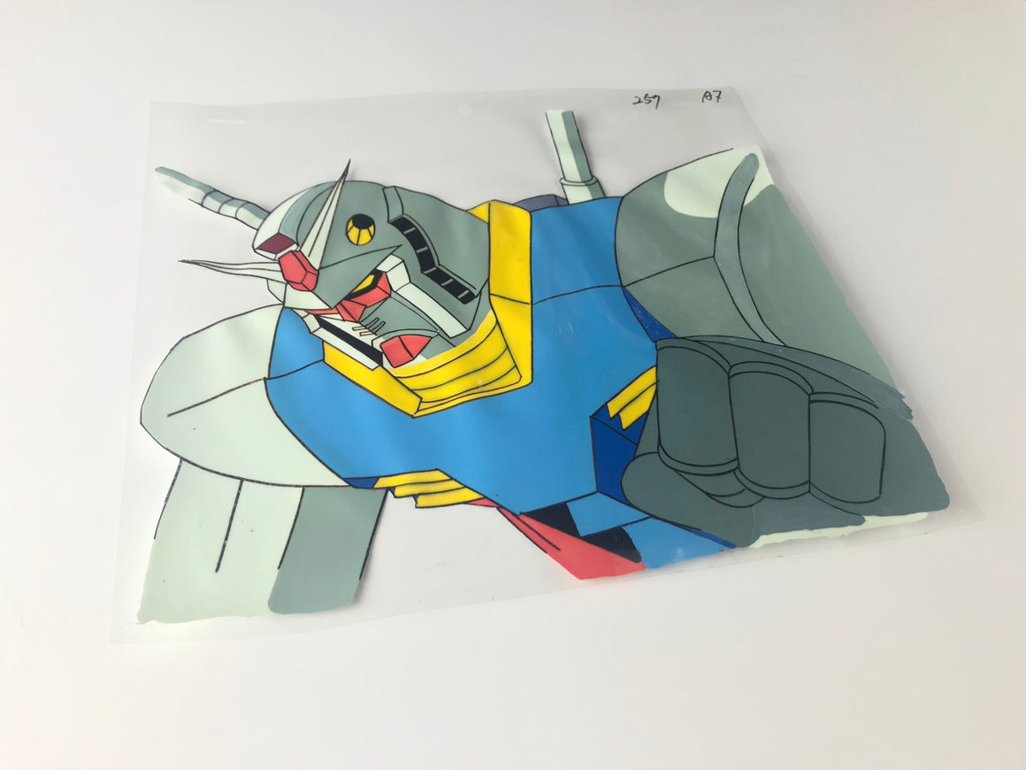 Mobile Suit Gundam - Gundam rising up for the first time, from the 1st episode - 1-layer Production Cel w/ Printed Background & CoA