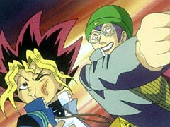 Yu-Gi-Oh! - Yugi getting punched by a bully - 1-layer Promotion Cel w/ Printed Background